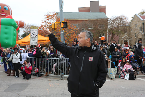 Dr Garcia signals the start of the parade